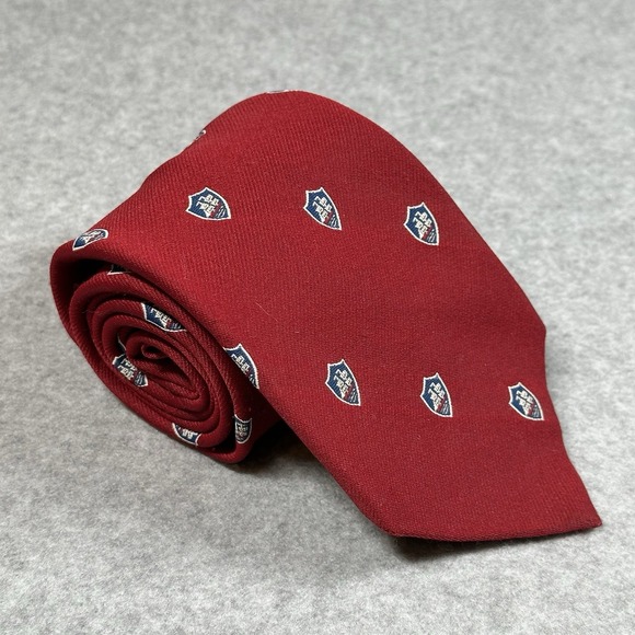 Pride Of England Other - Vintage Pride of England Red Heraldic Crest Shield Tie Preppy Polyester 56x3.6